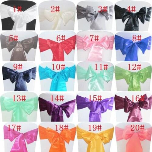 100pcs 18X275CM Satin Chair Cover Bow Sash Wedding Party Reception Banquet Decor