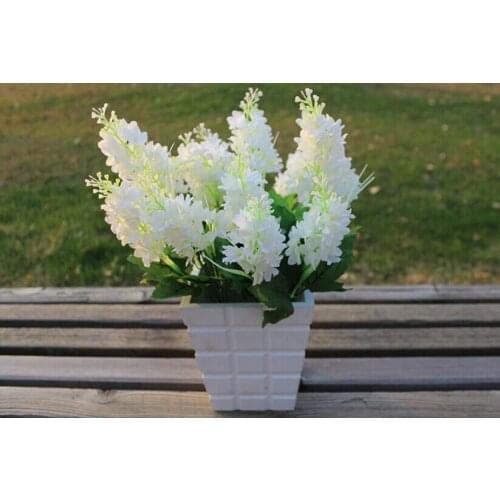 5 Bunches 37cm Length Artificial Silk Lavender Flower For Wedding Home Office Decoration Light Purple/White/Dark Purple