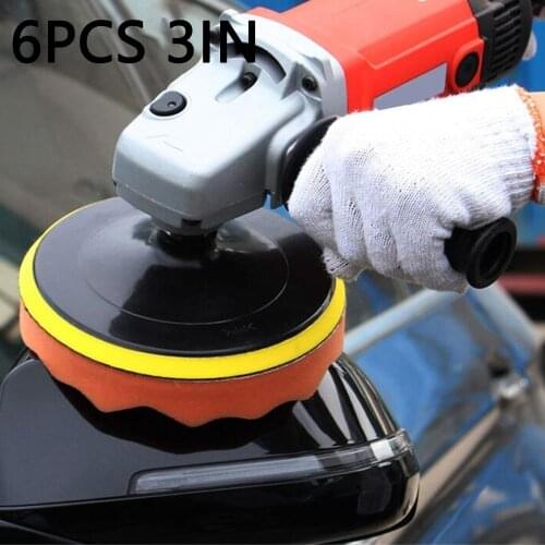 5Pcs Buffing Sponge Pad Set 3/6 Inch Car Polishing Pad Kit Auto Buffing Waxing with M10 Drill Adaptor For Car Cleaning Tools