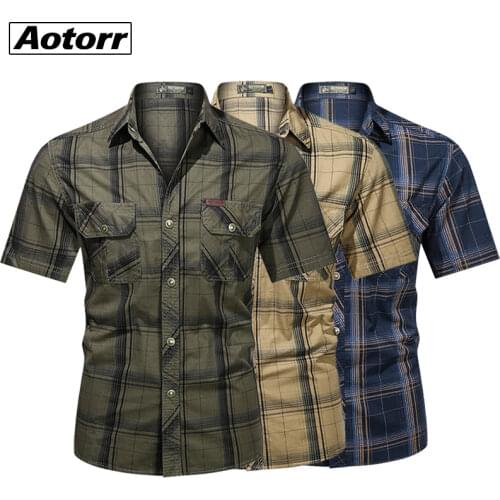 Мужские клечатые рубашки Aotorr China At AliExpress