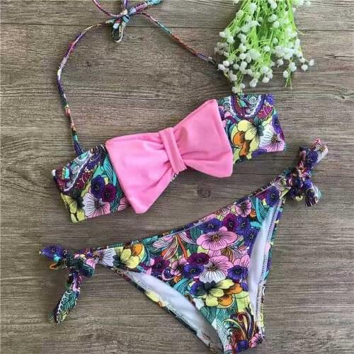 Free Shipping New Ladies Than Swimsuit Suits Butterfly bow-knot Sexy Bikini Set Women Summer Beach Vacation Swimsuit