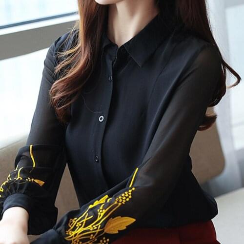 Blusas Mujer De Moda 2021 Blouse Women Turn Down Collar Office Blouse Long Sleeve Women Blouses Shirts Chiffon Blouse Shirt B918