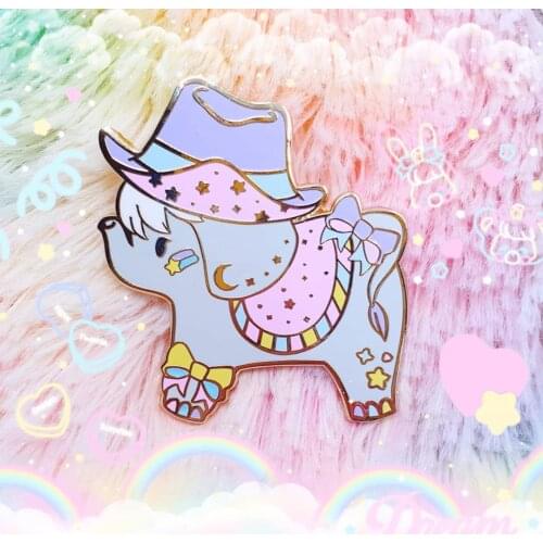 Cute Cowboy Elephant Hard Enamel Pin Kawaii Pastel Cartoons Animal Wear A Hat Elephants Medal Brooch Fashion Lapel Pins Jewelry