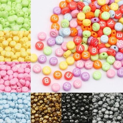 White Letter Beads Acrylic Round Spacer Random Alphabet For DIY Bracelet Necklace Accessories Jewelry Making Supplies Wholesale