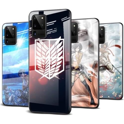 Tempered Glass Cover Attack on Giant Logo For Samsung Galaxy S20 FE S10e S10 S9 S8 Ultra Plus Lite Plus 5G Phone Case