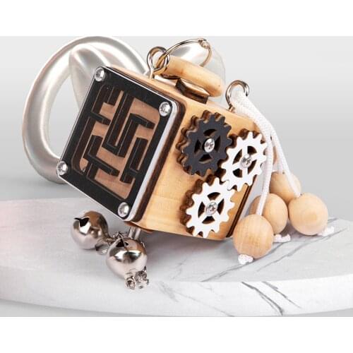 Wooden Busy Cube Children Hands-on Ability Training Lock Box Early Learning Busyboard Fidget Baby Montessori Educational Toys