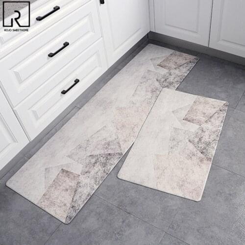 Long PU Leather Kitchen Rugs Anti-slip Waterproof Pvc Floor Mat Bathroom Mat Kitchen Carpet Entrance Doormat Modern Home Decor