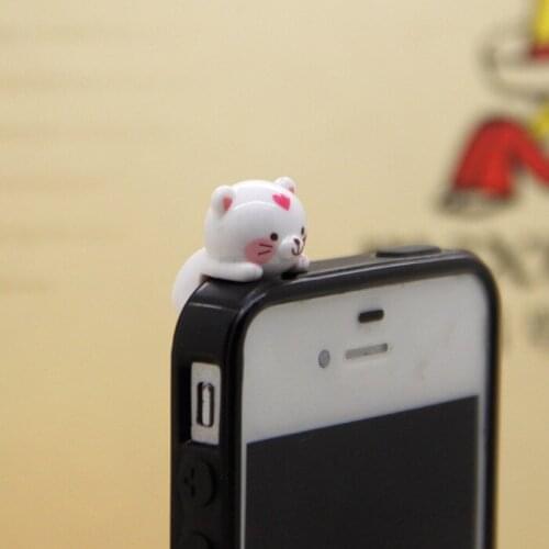 Action Figure random lovely white cat Dustproof dust plug 2.5cm PVC 3.5mm Mobile phone Universal Series decoration Model Anime
