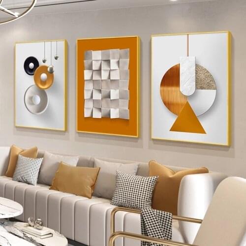 Nordic Canvas Painting Poster Print Abstract Minimalist Geometric Pictures Orange Porch for Home Rooms Gallery Wall Decoration