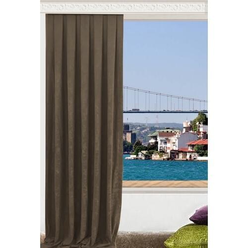 Crown Flat Stitching Honeycomb Textured Ekstraforlu Backdrop Curtain Coffee 180x260 cm