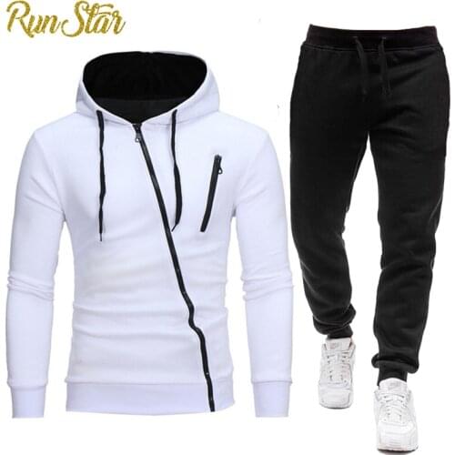 Autumn Winter Tracksuit Men 2 Pieces Set Hoodies+Pants Sport Suits for Men Sweatshirt Zipper Jacket Mens Sets Sportswear 2021