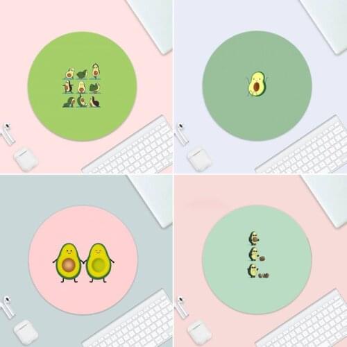 Avocado Aesthetic Fruit Comfort Mouse Mat Gaming Mousepad Small Rubber Desk Table Protect Game Office Work Round Mouse Mat pad