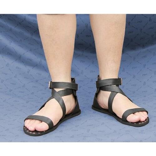 Leather sandals gladiator sandals summer high top slippers breathable slipper slipper hollow sandals