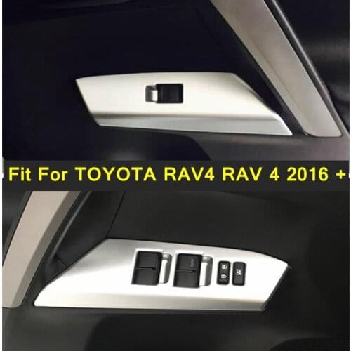 Lapetus For TOYOTA RAV4 RAV 4 2016 2017 2018 ABS Auto Styling Inner Door Armrest Window Lift Button Cover Trim 4 Piece / Set