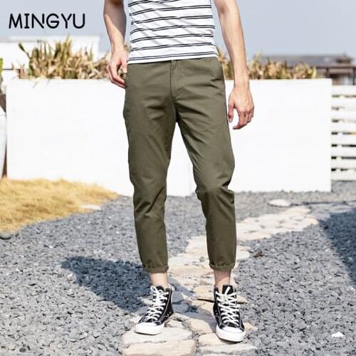 Mingyu Brand 2021 Summer Autumn New Oversize Thin Mens Pants Ankle Length Slim Tapered Plus Size Chinos Quality Trousers 28-38