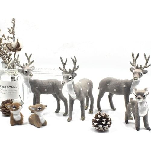 Simulation Animal Model Small Deer Miniature Forest Animal Home Desk Dollhouse Decoration Christmas Cute Deer Ornaments Kid Gift