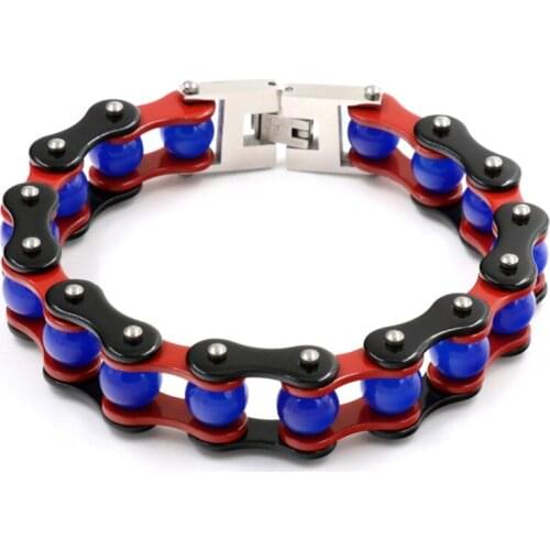 Fashion Punk Rock 316L Stainless Steel Blue Bracelet female Jewelry Biker Motorcycle Chain Bracelet Bangles Women Jewelry Gift