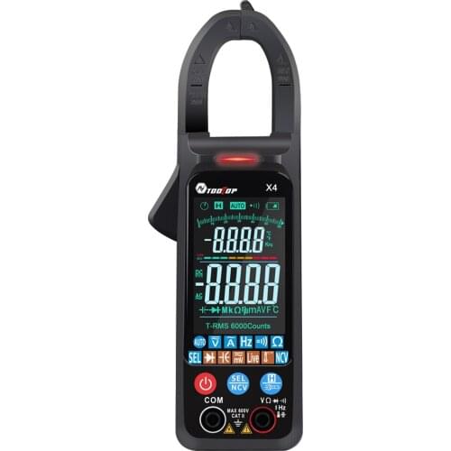 TOOLTOP X4 Mini Digital Clamp Meter Color Large Screen Multimeter 6000 Counts NCV AC Voltage Current Capacitance Detection Tools