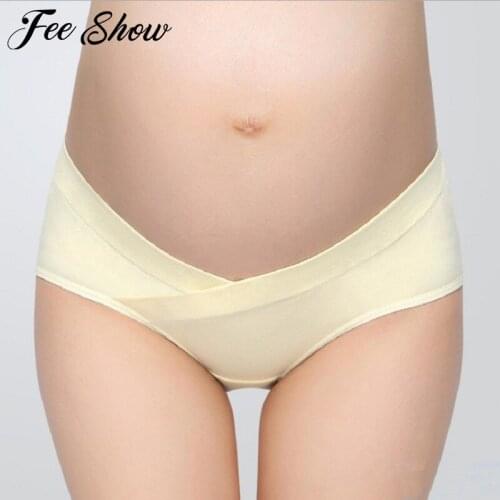 Soft Cotton Breathable V-Shaped Low Waist Panty Belly Support Panties for Pregnant Women Intimates Panty Maternity Underwear