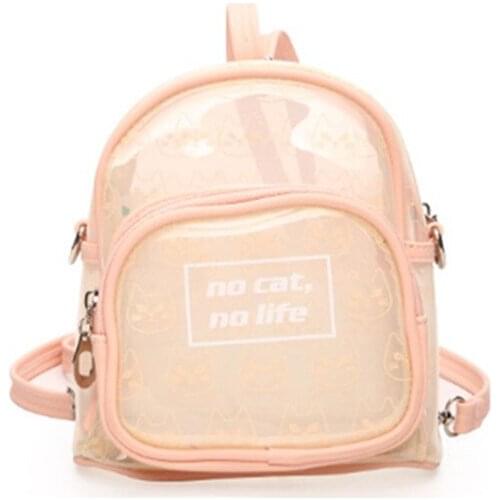 2017 New Summer Candy Transparent Cute Cat Print Backpacks Harajuku School Backpack Shoulder Bags For Teenager Girls Book Bag