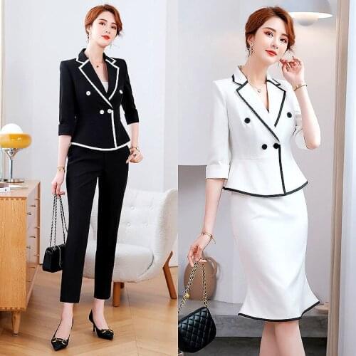 New Spring Autumn Womens Office Ladies Elegant Suit Two-Piece Sets Female Blazer Temperament Womens Pantsuit Clothing LS113