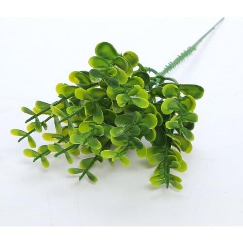 Ornament Decoration Mini Plastic Potted Artificial Plants, 24cm height Artificial 5 heads of Eucalyptus Globules leaves