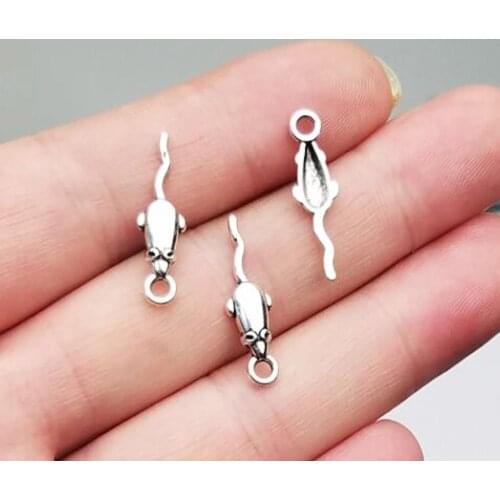 100pcs/lot--21x6mm, mouse cham,Antique silver plated small mouse charms,DIY supplies,Jewelry accessories