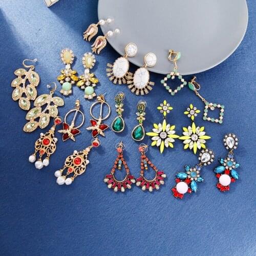 Kissme Clearance Sale Trendy Drop Earrings For Women Delicate Crystal Flower Earrings Big Discount New Fashion Jewelry Wholesale