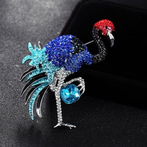 Luxury Brand Rhinestone Cranes Birds Brooches Jewelry For Bridal Accessory Brand Enamel Colorful Hijab Pins Bags Accessories