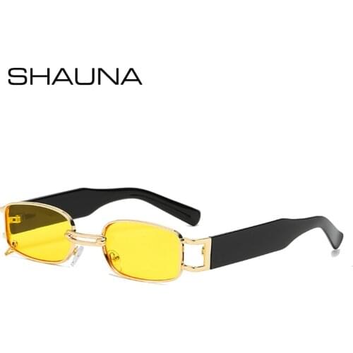 SO&EI Retro Small Rectangle Women Luxury Sunglasses Brand Designer Metal Punk Eyewear Shades UV400 Men Square Sun Glasses