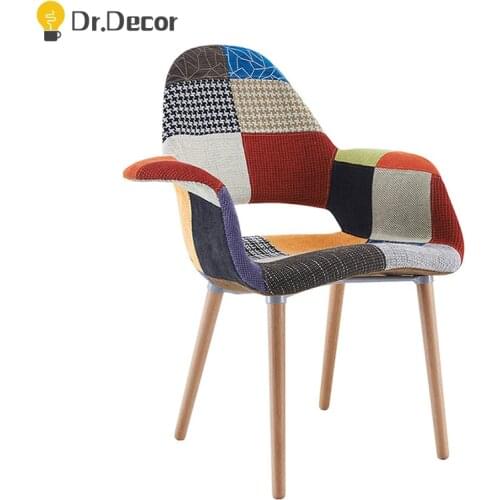Nordic design Fabric Solid Wood upholstered Chair Dining Chairs for Dining Rooms Restaurant Office Meeting Bedroom Dining Chair