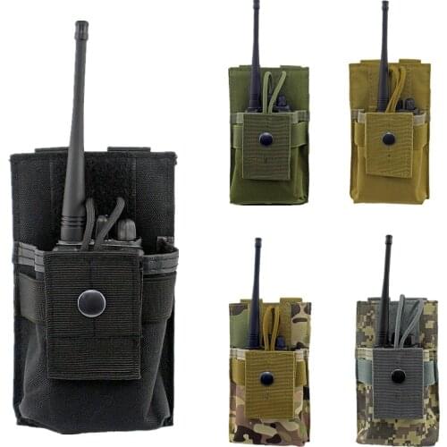 Tactical Radio Pouch Walkie Holster Talkie Holder Waist Belt Bag Molle Radio Pouch Adjustable Molle Pouch Open Top M4 Mag Pouch