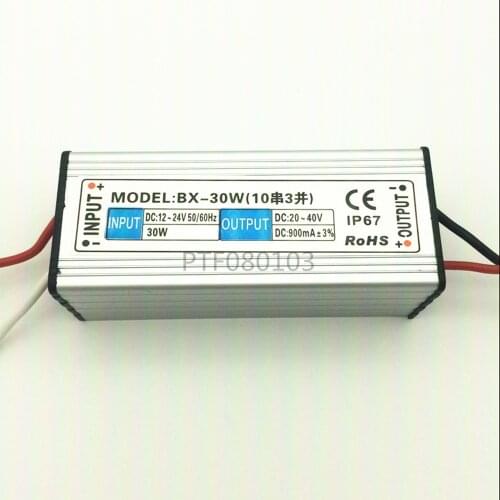 DC 12-24V 30w waterproof LED Driver Waterproof IP67 Output DC 20-40V 900 mA Power Supply For LED light