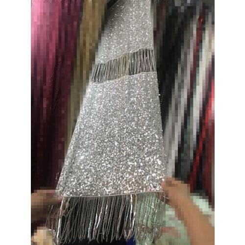 Embroidered tulle Fabric Fashionable 5yard/lot SYJ-108888 sequins lace fabric for party dress