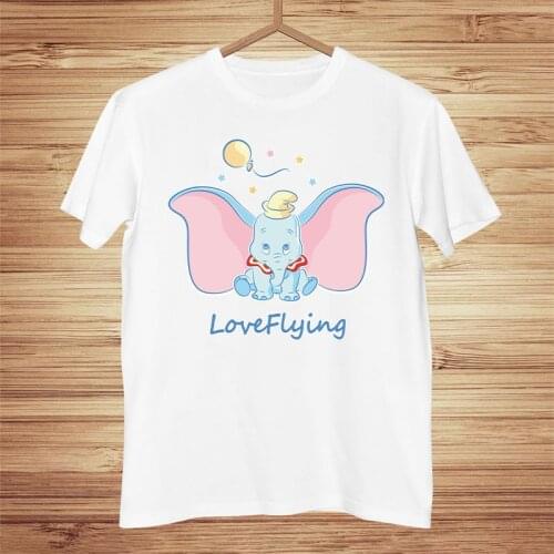 Top Quality S-XXL T Shirt Women Elastic Basic T-shirts Animated Films Dumbo Elephant Casual Short Sleeve T-shirt Unisex