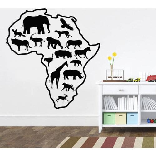 YOYOYU Vinyl Art Wall Sticker For Salon Africa Map Animals Removeable Decal Bedroom Living room Salon Home Decorative ZX433