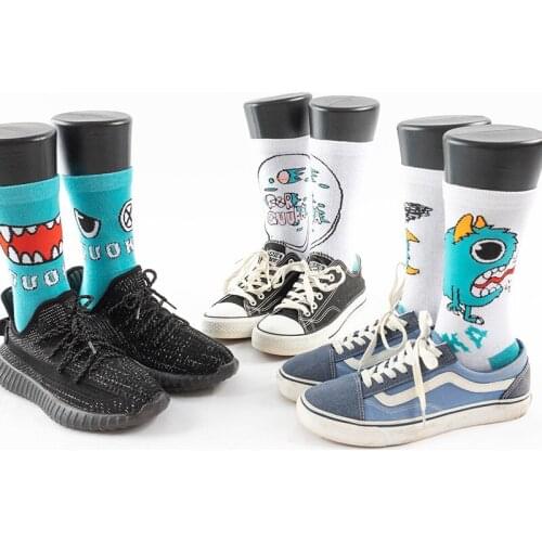 Women Street Fashion Sport Skateboard Mid-tube Cotton Socks Cute Cartoon Little Monsters Personality Creative All Seasons Female