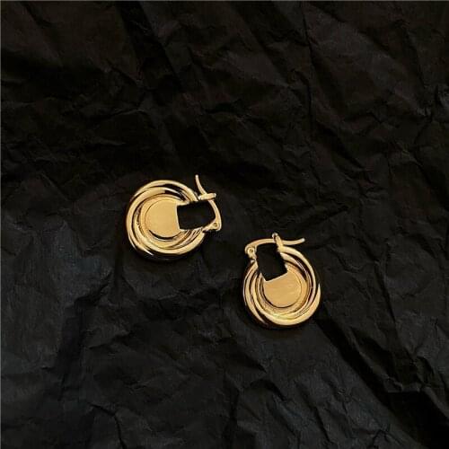 New Vintage Metal Knot Hoop Earrings for Women Punk Jewelry Hiphop Geometric Earring Female Goth Brincos 2021