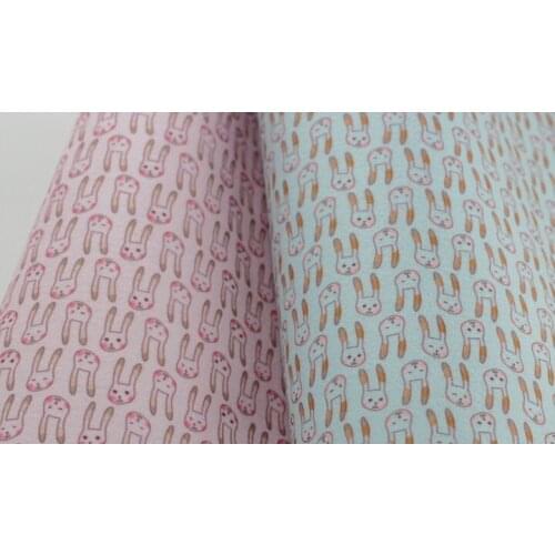 ZY DIY Lovely Soft Blue & Pink Rabbit Printed Nonwoven Polyester Felt Fabric 15x15cm, Fieltro feltro