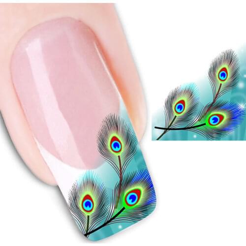 1sheets Sexy Products nails tips French Stickers Nail Art Feather Decals Wraps Decorations Manicure Styling Tools LAXF1317-1