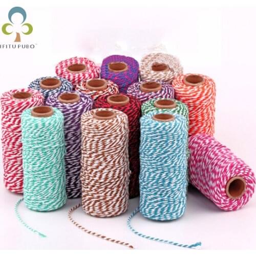1roll Two-color Cotton Rope Hand-woven Double-strand Color Plied Rope Tag Fine Cotton Rope Reins DIY Decoration LXX