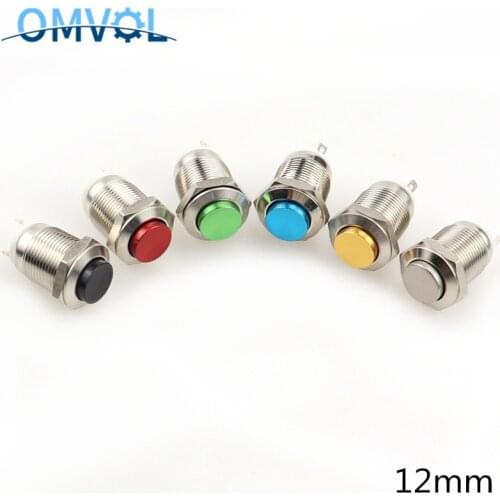 1PC 12mm Waterproof Momentary High Head Self-Recovery Round Switch Car Start Horn Speaker Bell Automatic Colors Button Switch
