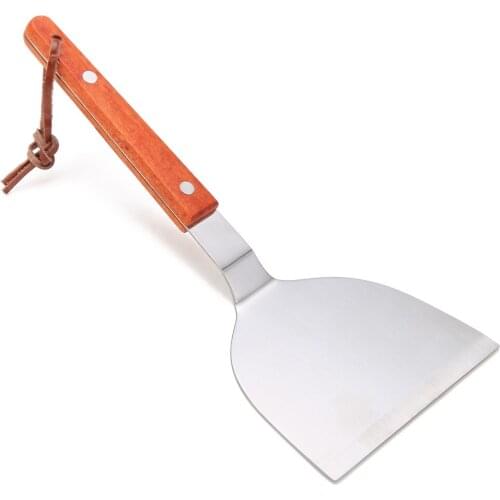 1pc Wooden Handle Pizza Spatula Multi BBQ Beef Roast Shovel Korean Steak Iron Plate Fryingshovel Kitchen Picnic Cookware Tool
