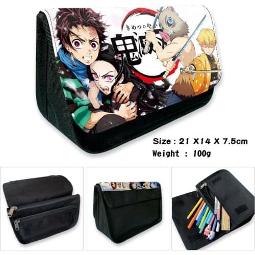 1pcs New Styles Anime Demon Slayer: Kimetsu No Yaiba Kamado Tanjirou Kibutsuji Muzan Prop Large Pencil bag Wallet Storage Bag