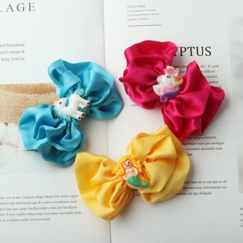1PC Unicorn Design Ribbon Barrettes Clips Girl Women 3.5inch Satin Hair Bows Hair Clip Hairpins Girl Hair Accessories