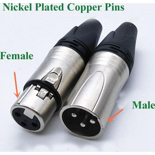 Smonisia 100pcs Copper-pin 3-pin Nickel-plated Cannon XLR Male/Female Plug for Microphone