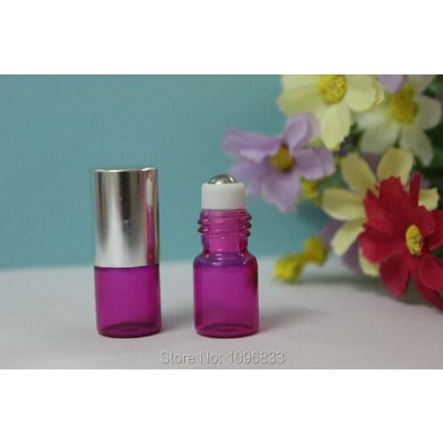 2ml Glass Roll on Bottle, 2CC Glass Bottle with Steel Bead Ball, Essential Oil Bottle, Rose Red Vail with Roll on, 100pcs/Lot