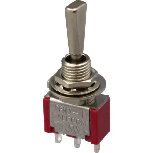 2Pcs Flat Handle SH T8014-UHBQ SPDT Mini Toggle Switch ON-OFF-ON Maintained 3Pin 3Position