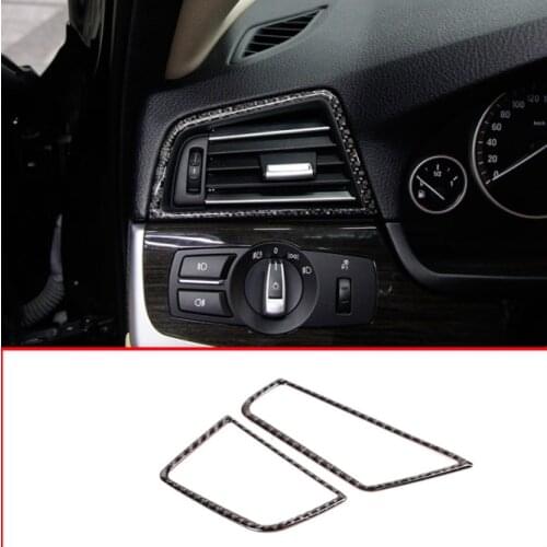 2pcs Real Carbon Fiber For BMW 5 Series F10 F18 520 2011-2017 Car Side Air Conditioning Vent Frame Trim Stickers Left Hand Drive