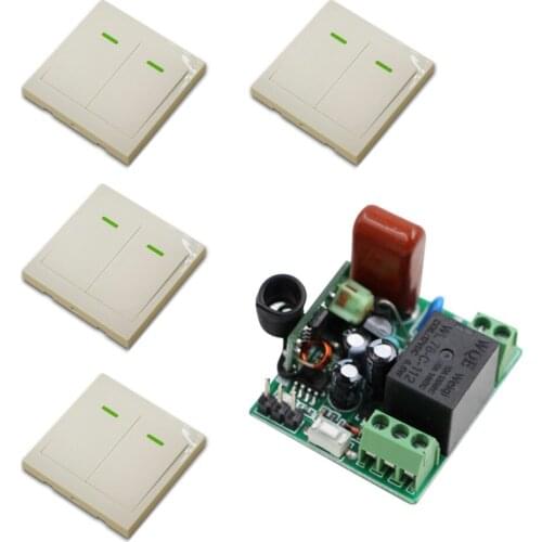 220V Mini Wireless Remote Control Switch System RF 1 Receivers+4 Transmitter Through Wall Remote Control for LED Light Lamp